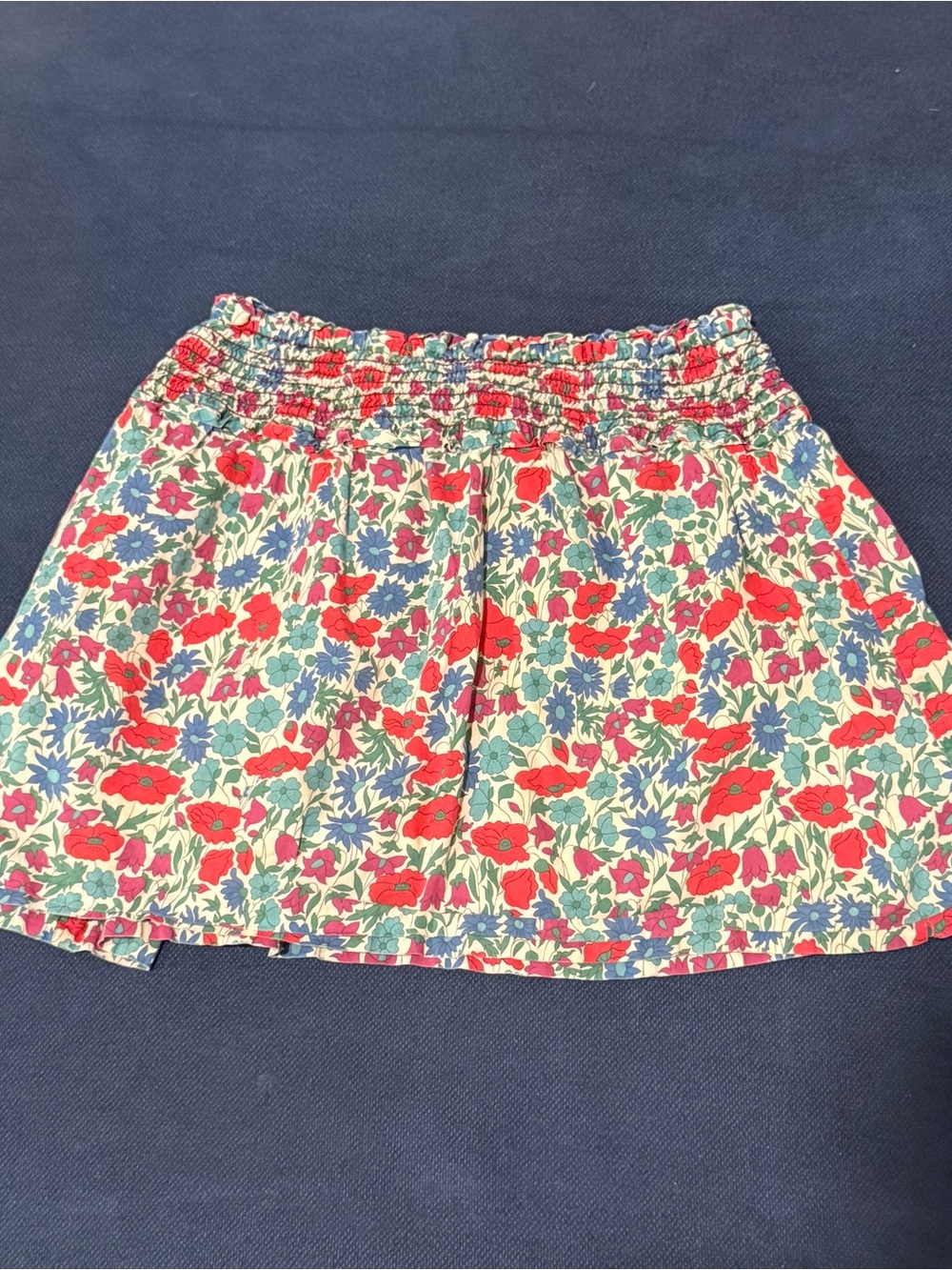 Peek Floral Smocked Skirt Red, Blue & Green 2-3T 100% Cotton Lined
